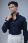 The Signature Navy High-Collar Shirt