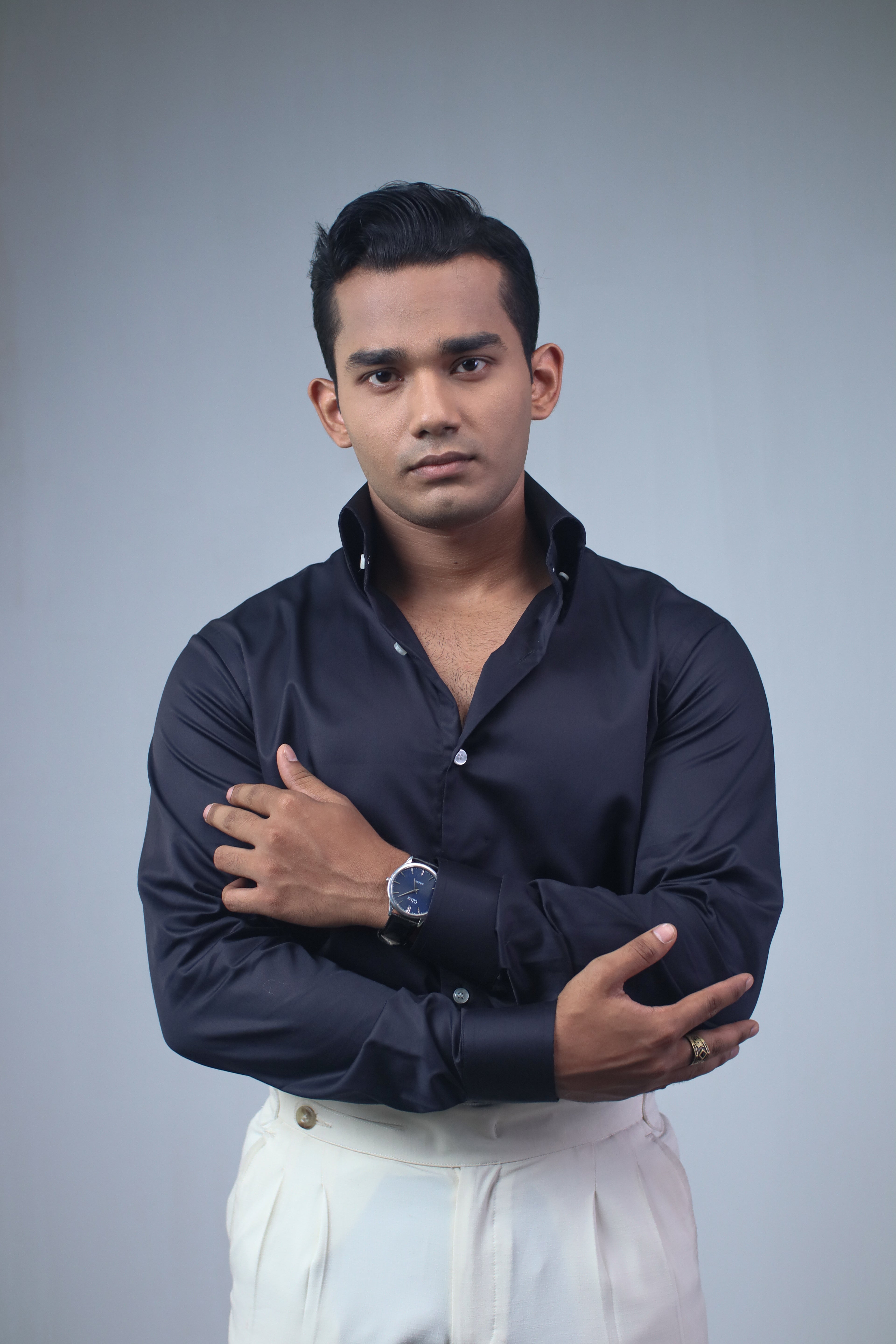 The Signature Black Glossy Tailored Shirt