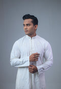 The Pearl White Loop-Button Panjabi